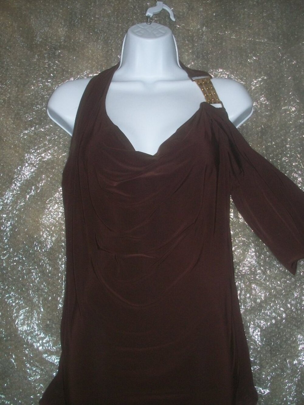 womens halter top.gold bling.chocolate brown.size large